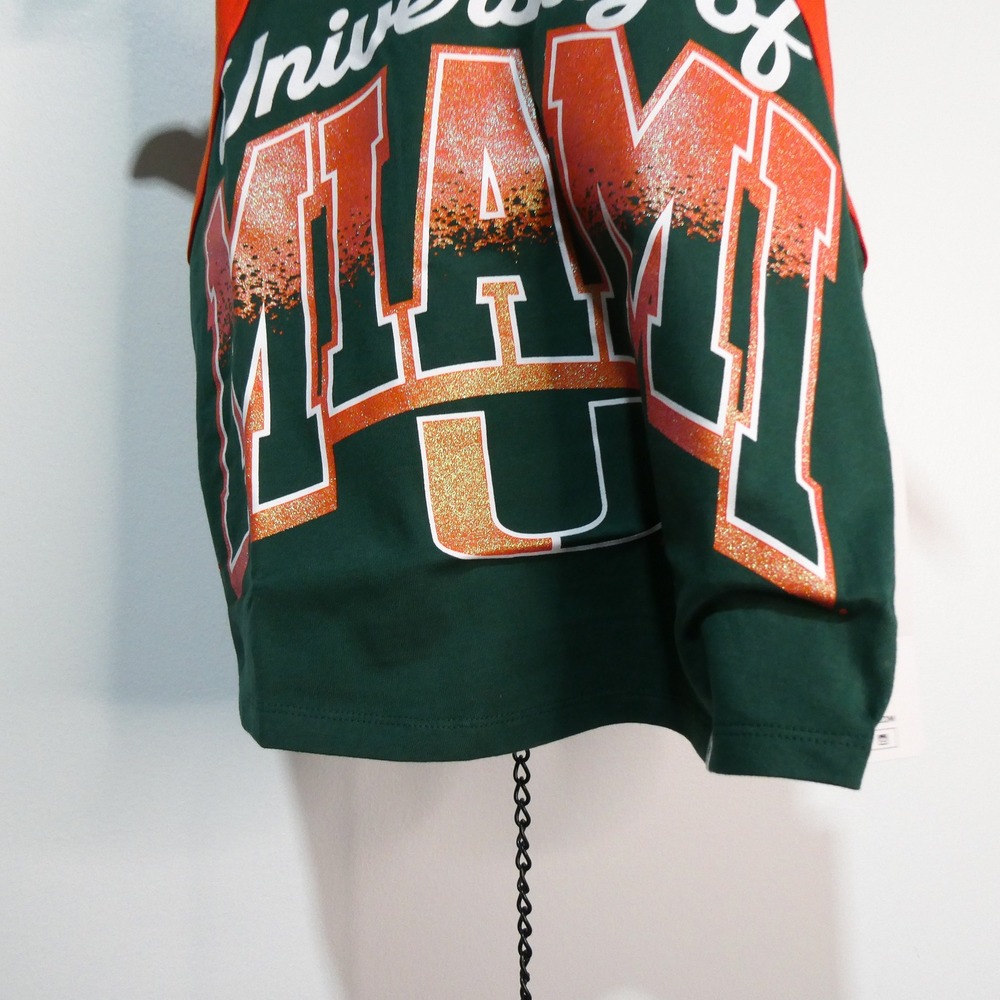 '47 Brand Tank Top Women Small University of Miami Hurricanes Green Orange Crop - Picture 2 of 8